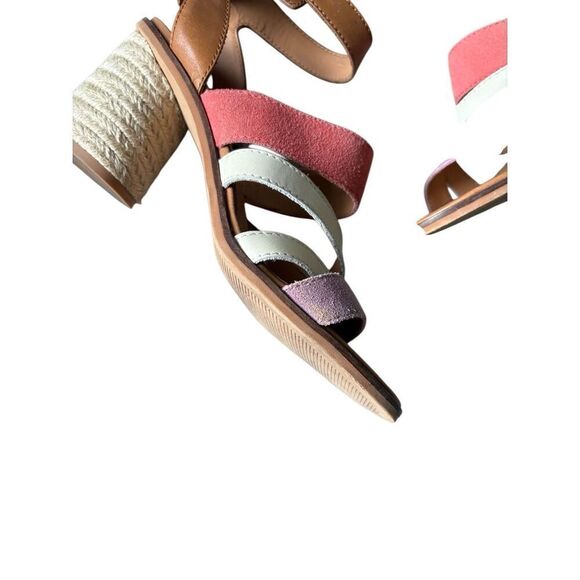 FRYE Adjustable Ankle Strap Heeled Sandals Leiah Brown Peach 9 Open Toe Leather - Picture 12 of 13